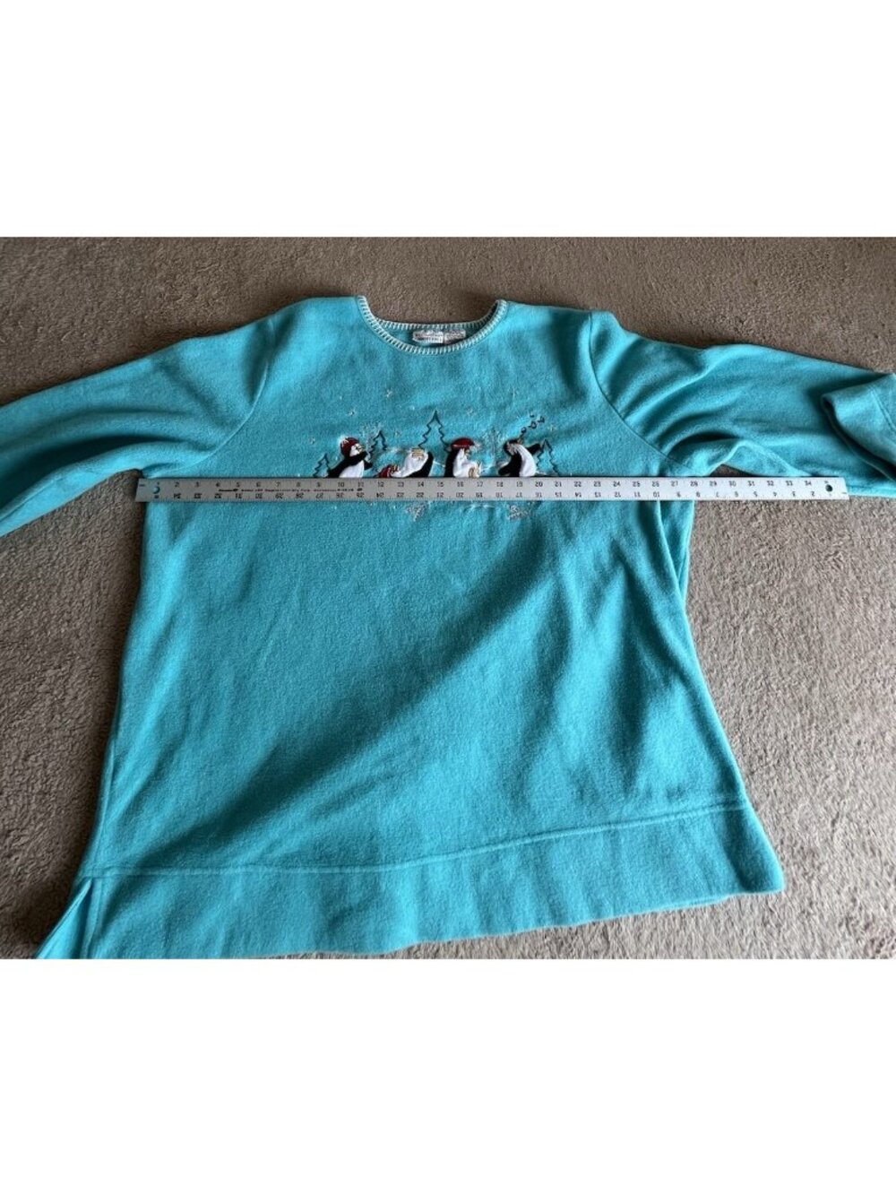 White Stag Polar Fleece Winter Penguins Top 22W 24W Blue - Picture 5 of 16